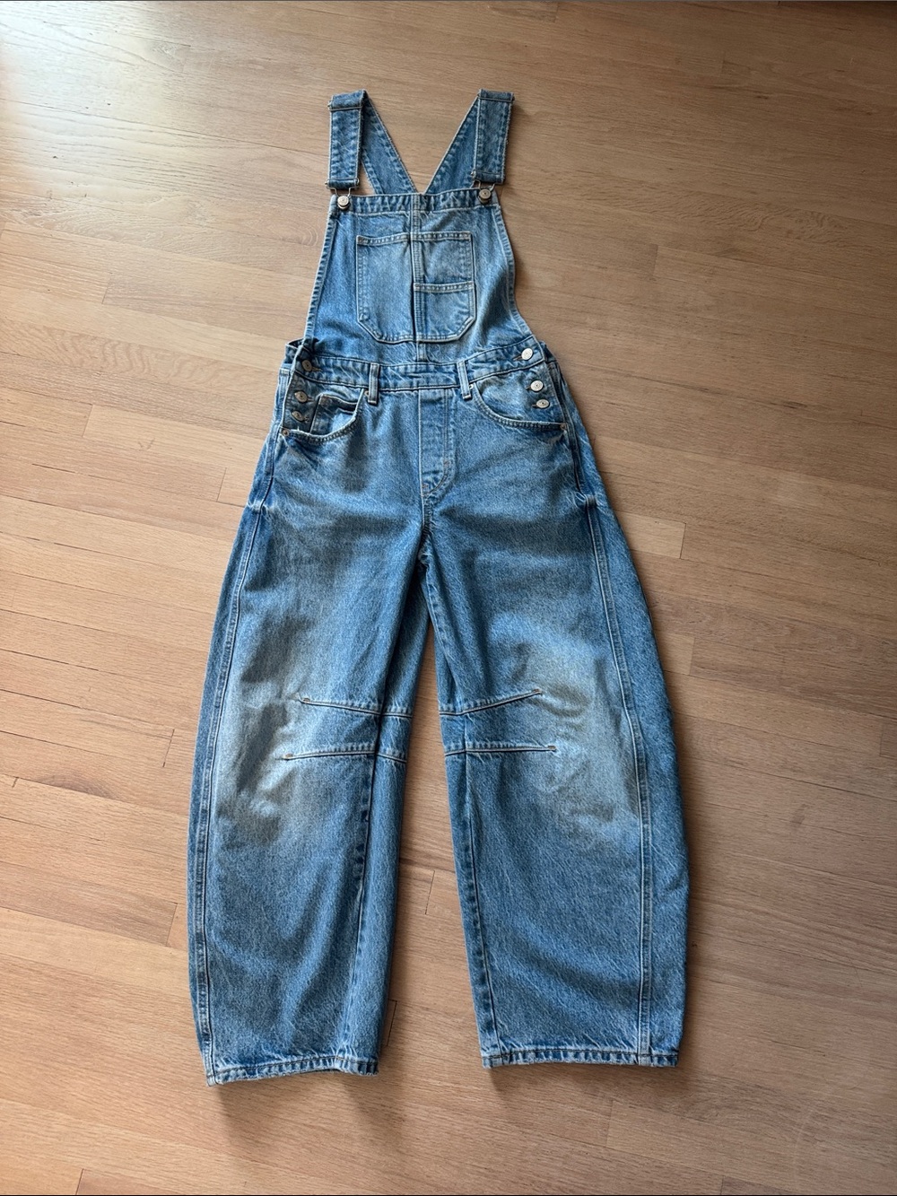 Free People Light Blue Denim Overalls